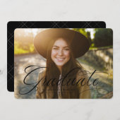 Het eenvoudige manuscript afstuderen zwart-wit afs aankondiging (Voorkant / Achterkant)