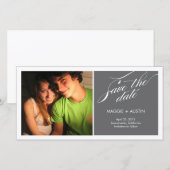 Het eenvoudige Manuscript bewaart de Fotokaart van Save The Date (Voorkant / Achterkant)