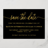 Het eenvoudige Manuscript bewaart Echte de Datum Folie Uitnodiging (Voorkant)