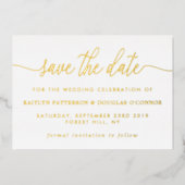 Het eenvoudige Manuscript bewaart Echte de Datum Folie Uitnodiging (Voorkant)