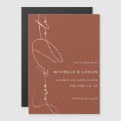 Het eenvoudige Manuscript Terracotta Modern bewaar Magnetische Uitnodiging (Voorkant / Achterkant)