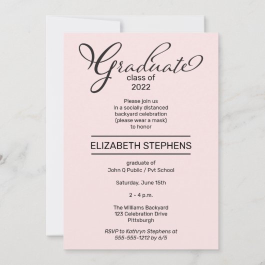 Het eenvoudige Manuscript van de Classy Afstuderen Aankondiging (Achterkant)