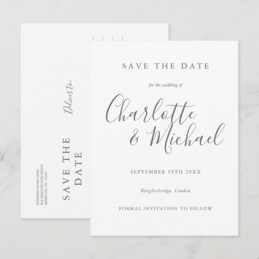 Het eenvoudige Manuscript van de Handtekening Eleg Aankondigingskaart (Voorkant / Achterkant)