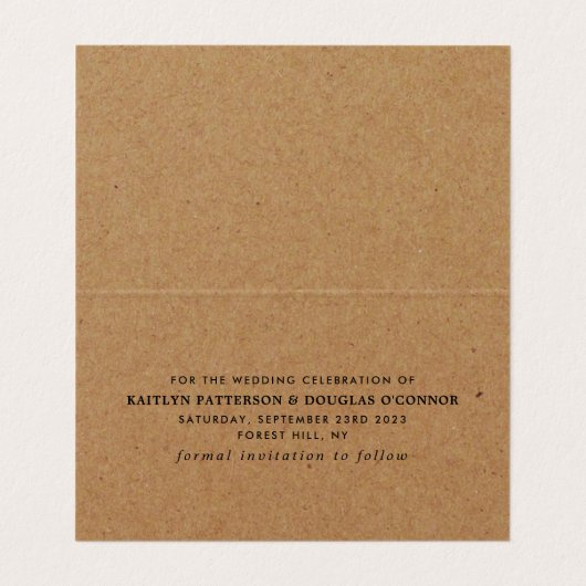 Het eenvoudige Manuscript van Rustic Kraft verande Visitekaartje (Binnenkant ongevouwen)