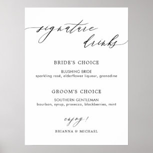 Het eenvoudige Menu van de Drinken van de Handteke Poster