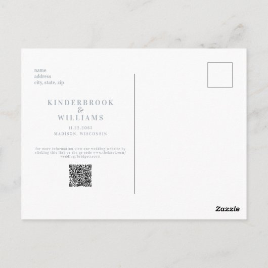 Het eenvoudige Moderne Blauwe Monogram van de Stus Briefkaart (Achterkant)