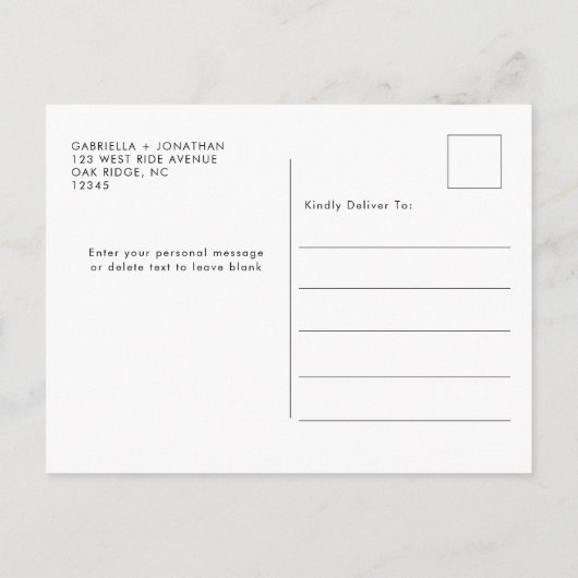 Het eenvoudige Moderne Manuscript bewaart de Datum Aankondigingskaart (Achterkant)