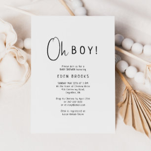 Het eenvoudige, neutrale Oh Boy Baby shower Kaart