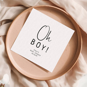 Het eenvoudige, neutrale Oh Boy Baby shower Servet