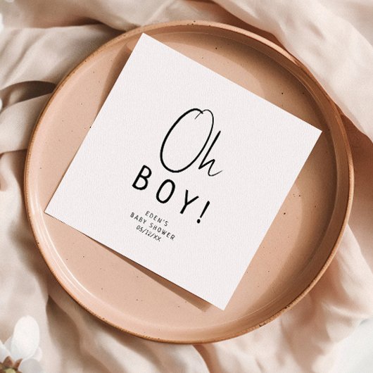 Het eenvoudige, neutrale Oh Boy Baby shower Servet