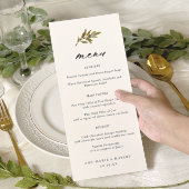 Het eenvoudige Olive Branch Calligraphy Wedding Me Menu