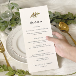 Het eenvoudige Olive Branch Calligraphy Wedding Me Menu