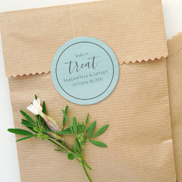 Het Eenvoudige Turquoise Calligraphy Script Treat Ronde Sticker