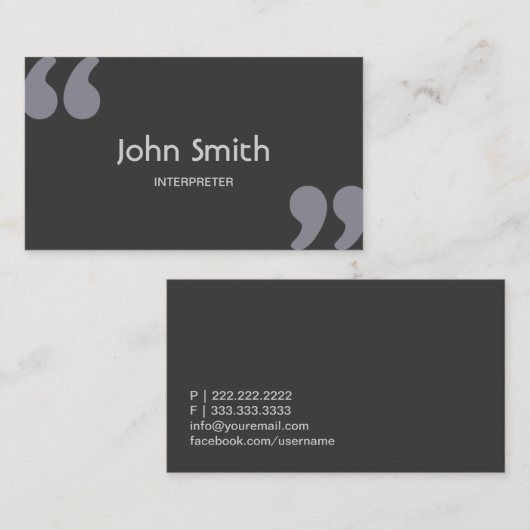 Het eenvoudige Visitekaartje van de Interpreter va (Voorkant / Achterkant)