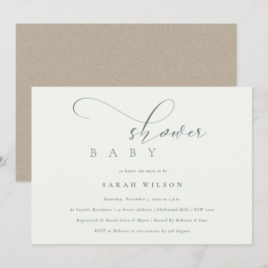 Het eenvoudige Zwarte Witte Baby shower van het Ma Bedankkaart (Voorkant / Achterkant)