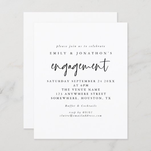 Het Eenvoudige Zwarte Witte Verloving van het Manu (Voorkant / Achterkant)