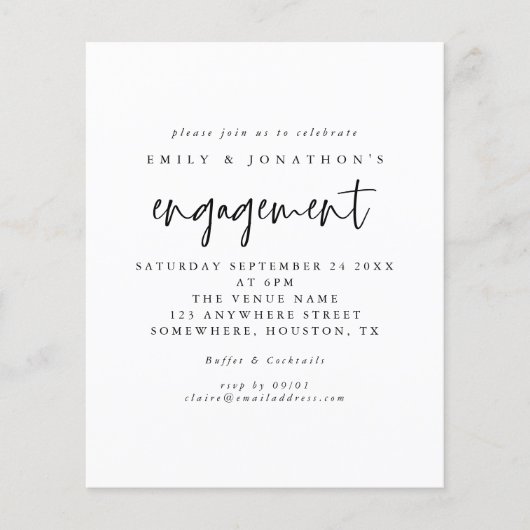 Het Eenvoudige Zwarte Witte Verloving van het Manu (Voorkant)