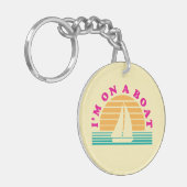 Het eenzame eiland op een boot sleutelhanger (Voorkant Links)