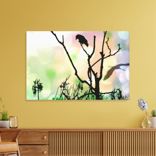 Het eenzame Krow Wrapped Canvas (Insitu (Woonkamer))