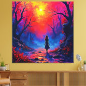 Het eenzame ontwerp van Magical Forest Girl Canvas Afdruk (Insitu (Woonkamer))