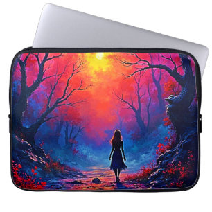 Het eenzame ontwerp van Magical Forest Girl Laptop Sleeve