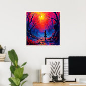Het eenzame ontwerp van Magical Forest Girl Poster (Thuiskantoor)