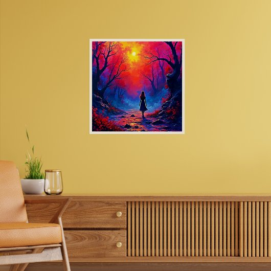 Het eenzame ontwerp van Magical Forest Girl Poster (Woonkamer 2)