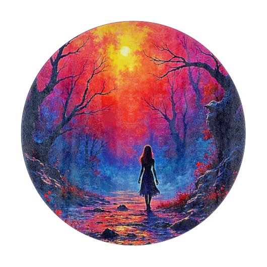 Het eenzame ontwerp van Magical Forest Girl Snijplank (Voorkant)