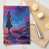 Het eenzame ontwerp van Magical Forest Girl Theedoek (Quarter Fold)