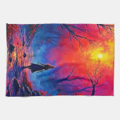 Het eenzame ontwerp van Magical Forest Girl Theedoek (Horizontaal)