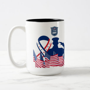 Het eerbanner zwart & wit tweekleurige koffiemok