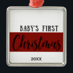 HET EERSTE CHRISTMAS-ORNAMENT VAN BABY METALEN ORNAMENT<br><div class="desc">Het eerste CHRISTMAS-ORNAMENT van dit BABY met de datum is een geweldig cadeau voor Kerstmis en heeft de woorden BABY'S EERSTE CHRISTMAS in een mooi kleurenontwerp.</div>