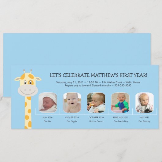 Het eerste geboortejaar van de baby kaart (Voorkant / Achterkant)