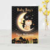 Het eerste Halloween van een baby jongen, Maan Bab Kaart (Gele Bloem)