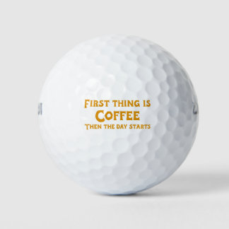 Het eerste is koffie (in het geel) golfballen