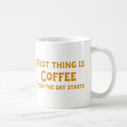 Het eerste is koffie (in het geel) koffiemok (Rechts)