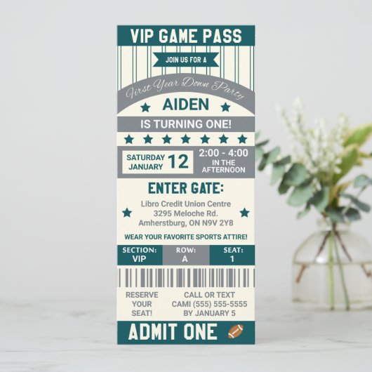 Het eerste jaar naar beneden! Verjaardag football  Kaart (Staand voorkant)