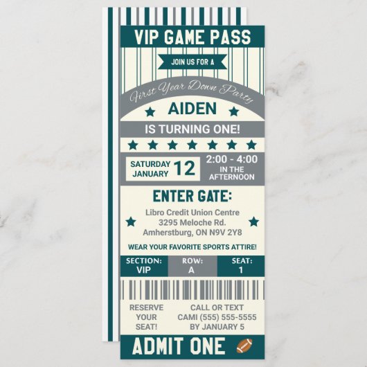 Het eerste jaar naar beneden! Verjaardag football  Kaart (Voorkant / Achterkant)