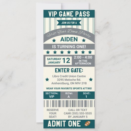 Het eerste jaar naar beneden! Verjaardag football  Kaart (Voorkant)