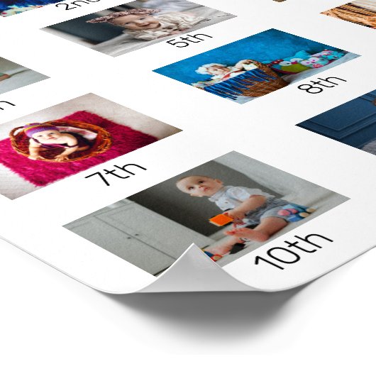 Het eerste jaar van de baby personaliseren Foto Po Poster (Hoek)