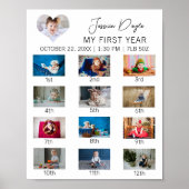 Het eerste jaar van de baby personaliseren Foto Po Poster (Voorkant)