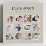 Het eerste jaar van de conservatieve baby: het kal imitatie canvas print<br><div class="desc">Denk aan het eerste jaar van je baby met deze moderne, minimalistische fotocollage. Eenvoudige 12 foto-rasterlay voor elke maand van het begin van je pasgeboren leven. Make is een prachtig cadeau voor nieuwe ouders, grootouders of andere familieleden om deze speciale eerste momenten te behouden. Dit is de warme aardtoon Timberwolf...</div>