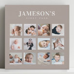 Het eerste jaar van de conservatieve baby: het kal imitatie canvas print<br><div class="desc">Denk aan het eerste jaar van je baby met deze moderne, minimalistische fotocollage. Eenvoudige 12 foto-rasterlay voor elke maand van het begin van je pasgeboren leven. Make is een prachtig cadeau voor nieuwe ouders, grootouders of andere familieleden om deze speciale eerste momenten te behouden. Dit is de warme aardtoon snelle...</div>