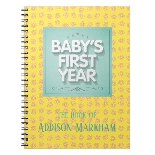 Het eerste jaar van de individuele baby notitieboek (Voorkant)