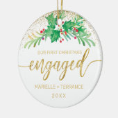 Het eerste kerstcadeautje met Gold Glitter Script  Keramisch Ornament (Links)