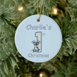 Het eerste kerstfeest van de rendieren! keramisch ornament
