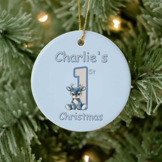 Het eerste kerstfeest van de rendieren! keramisch ornament (Boom)