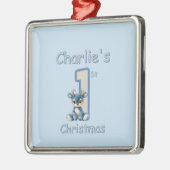 Het eerste kerstfeest van de rendieren! metalen ornament (Links)