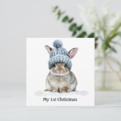 Het eerste kerstfeest van Klein Konijn, op maat ge Kaart (Staand voorkant)