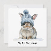 Het eerste kerstfeest van Klein Konijn, op maat ge Kaart (Voorkant)